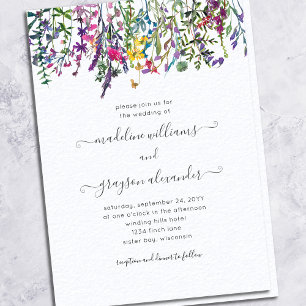 Convite Casamento Floral de Flores de Vidraça Selvagem Ele
