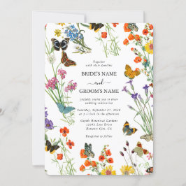 Convite Casamento Floral de Flores Selvagens de Aquarela B