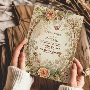 Convite Casamento Floral de Flores Selvagens de Queda