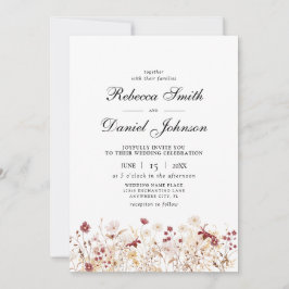 Convite Casamento Floral de Flores Selvagens do outono Ele