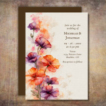 Casamento Floral de Flores Silvestres com Aquarela