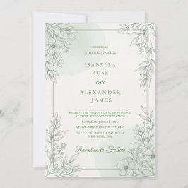 Convite Casamento Floral de Flores Silvestres de Arte de L