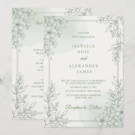 Convite Casamento Floral de Flores Silvestres de Arte de L