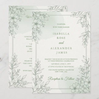 Convite Casamento Floral de Flores Silvestres de Arte de L