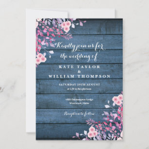 Convite Casamento Floral de Flores Silvestres de Madeira R