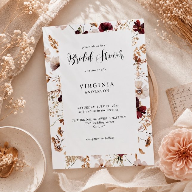 Convite Casamento Floral de Flores Silvestres de Outono (Criador carregado)