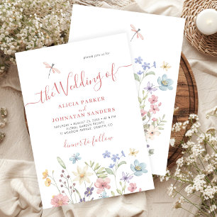Convite Casamento floral de flores silvestres do Boho