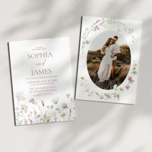 Convite Casamento Floral de Flores Silvestres Elegantes