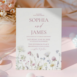 Convite Casamento Floral de Flores Silvestres Elegantes