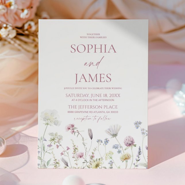 Convite Casamento Floral de Flores Silvestres Elegantes (Criador carregado)