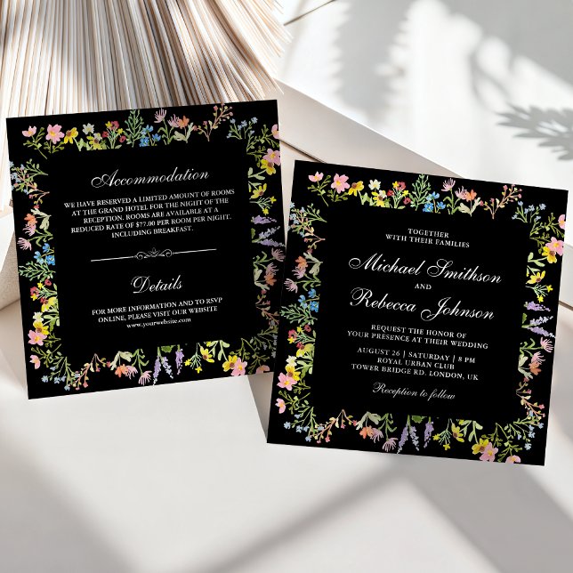 Convite Casamento Floral de Flores Silvestres Rústicas Pre (Criador carregado)