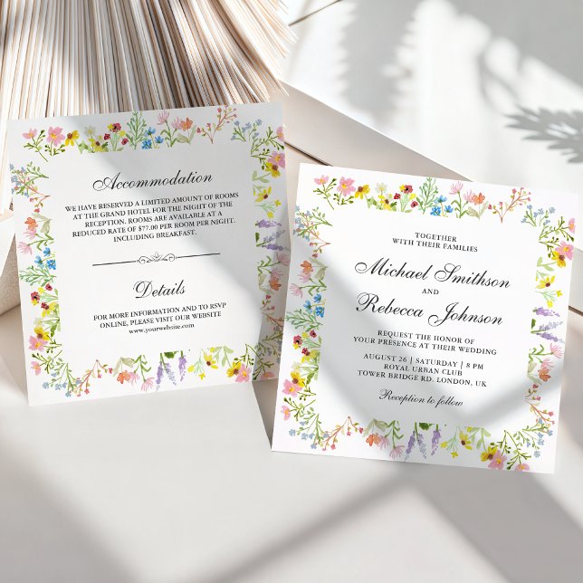 Convite Casamento Floral de Flores Silvestres Rústicas Tud (Criador carregado)