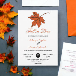Convite Casamento Floral De Folhas De Laranja De Outono El