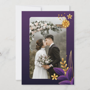 Convite Casamento Floral de Fotos de Aestética Puro e Dour