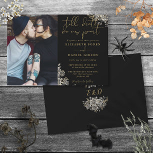 Convite Casamento Floral de Fotos de Rosas Góticas Preto e
