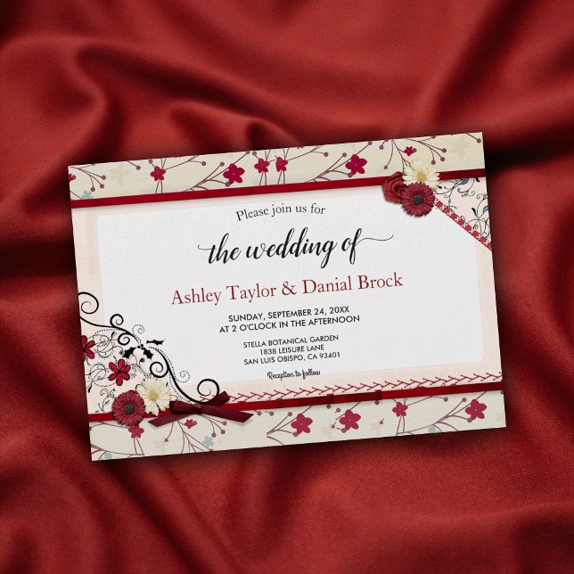 Convite Casamento Floral de Frame de Ornamentado Botânico  (Criador carregado)