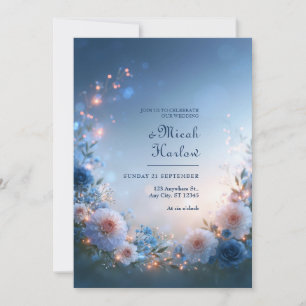 Convite Casamento Floral de Fronteira de Dália Crepúsculo