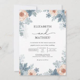 Convite Casamento Floral de Frost Rosa