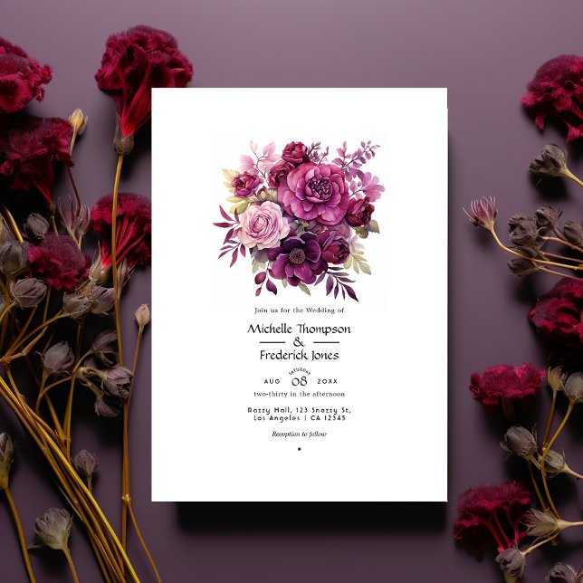 Convite Casamento Floral de Frutas Vermelhas Intensas (Criador carregado)