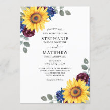 Casamento Floral de Girassol Burgundy Marinho Wate