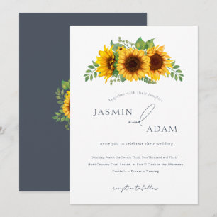 Convite Casamento Floral de Girassol Country