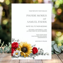 Casamento Floral de Girassol e Rosa Vermelha