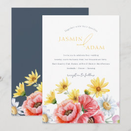 Convite Casamento Floral de Girassol Flor Silvestre Branco