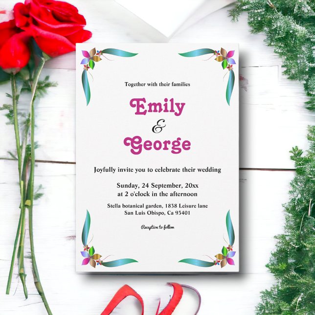 Convite Casamento Floral de Glam Summer e Elegante (Criador carregado)