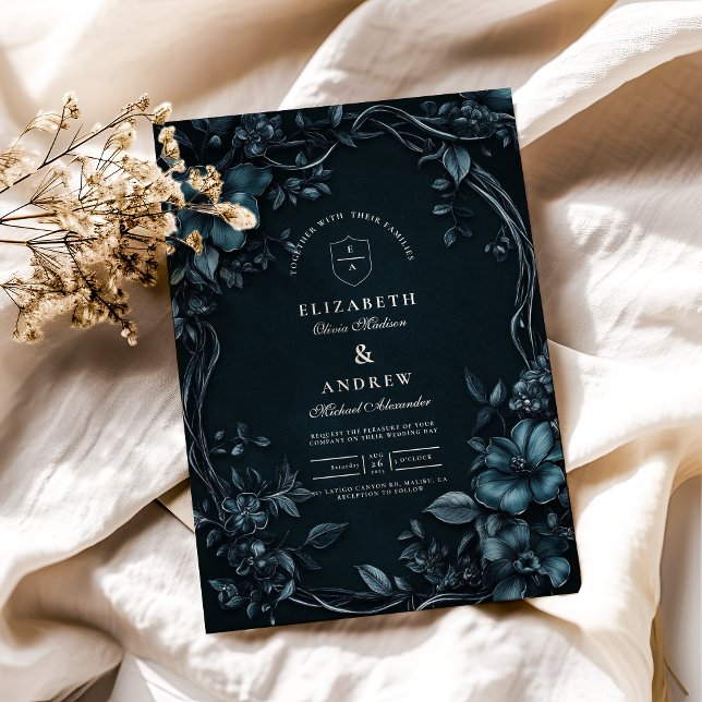 Convite Casamento Floral de Halloween de Arte Nouveau (Criador carregado)