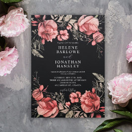 Convite Casamento Floral de Halloween Gótico