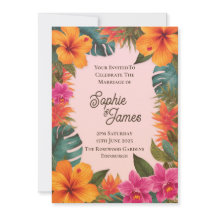 Casamento Floral de Hibisco Rosa Laranja Tropical