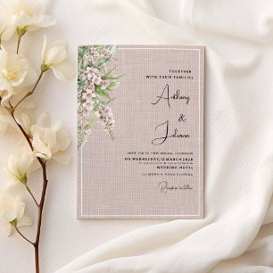 Convite Casamento floral de hortelã-rosa-rosado