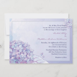 Convite Casamento Floral de Hydrangea Blooms Roxo