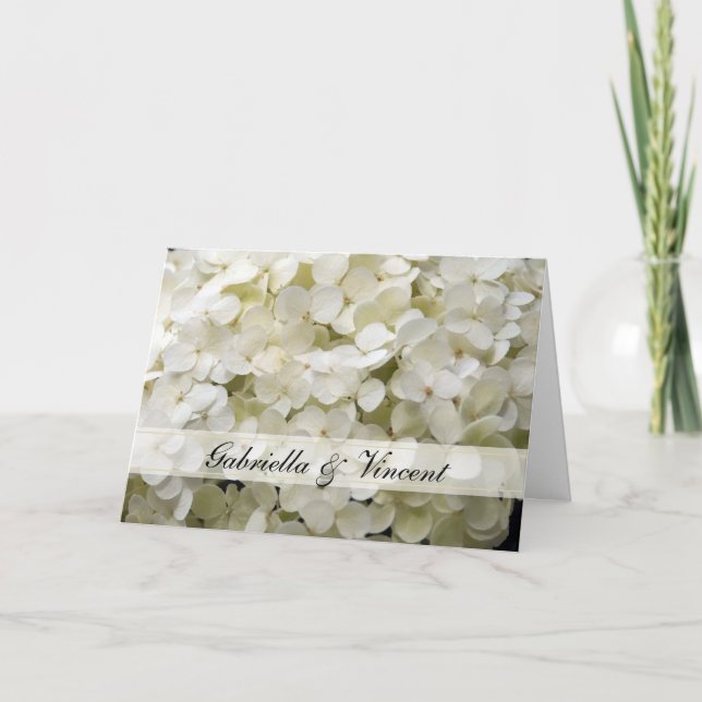 Convite Casamento Floral de Hydrangea Branca (Frente)