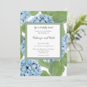 Convite Casamento Floral de Hydrangea Hydrangea Azul Elega