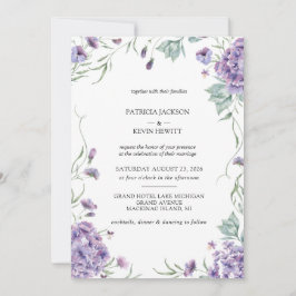 Convite Casamento Floral de Hydrangea Watercolor