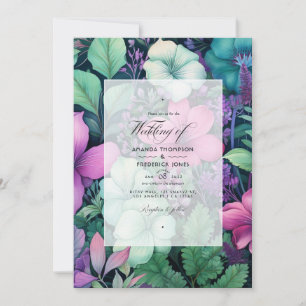 Convite Casamento Floral de Inverno com Uva Passa e Pinhei