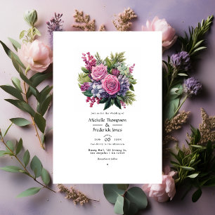 Convite Casamento Floral de Inverno com Uva Passa e Pinhei