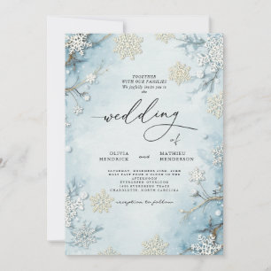 Convite Casamento Floral De Inverno De Icy Blue
