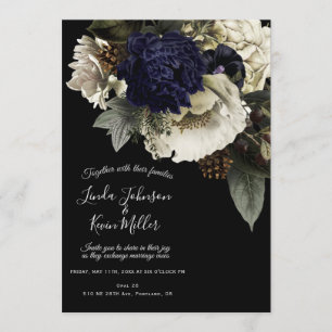 Convite Casamento Floral de Inverno Escuro