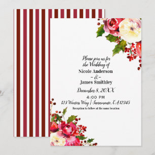 Convite Casamento Floral de Inverno Moderno de Férias de N