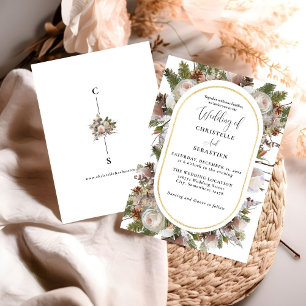 Convite Casamento Floral De Inverno Pessel Boho