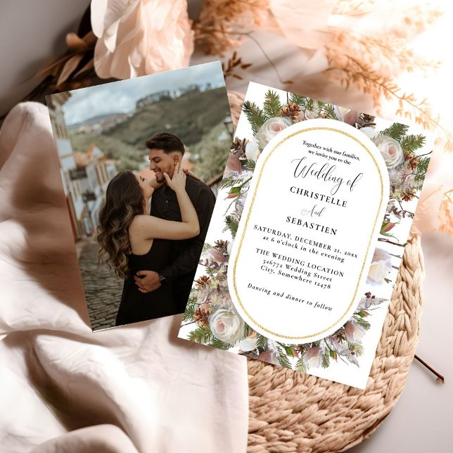 Convite Casamento Floral De Inverno Pessel Boho (Criador carregado)