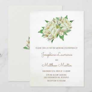 Convite Casamento Floral de Ivory Peony Watercolor