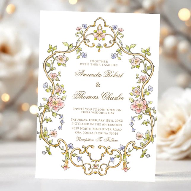 Convite Casamento Floral de Jardim Antigo (Criador carregado)
