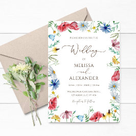 Convite Casamento floral de jardim boho Wildflower