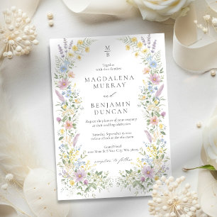 Convite Casamento Floral de Jardim com Aquarela de Flor Si