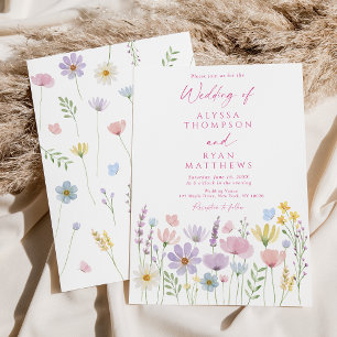 Convite Casamento Floral de Jardim de Borboletas com Flore