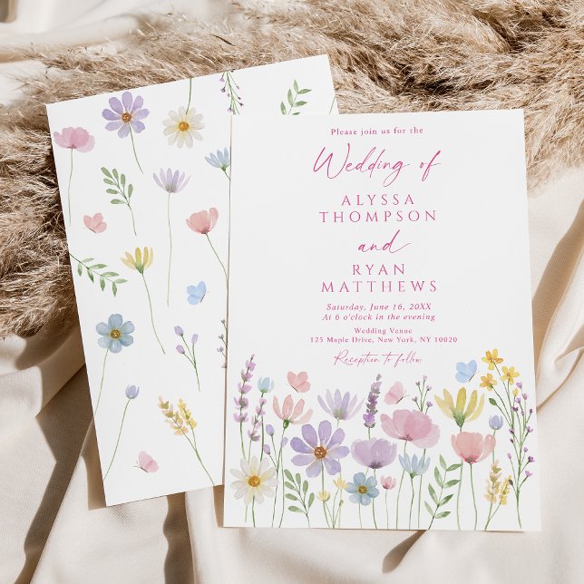 Convite Casamento Floral de Jardim de Borboletas com Flore (Criador carregado)
