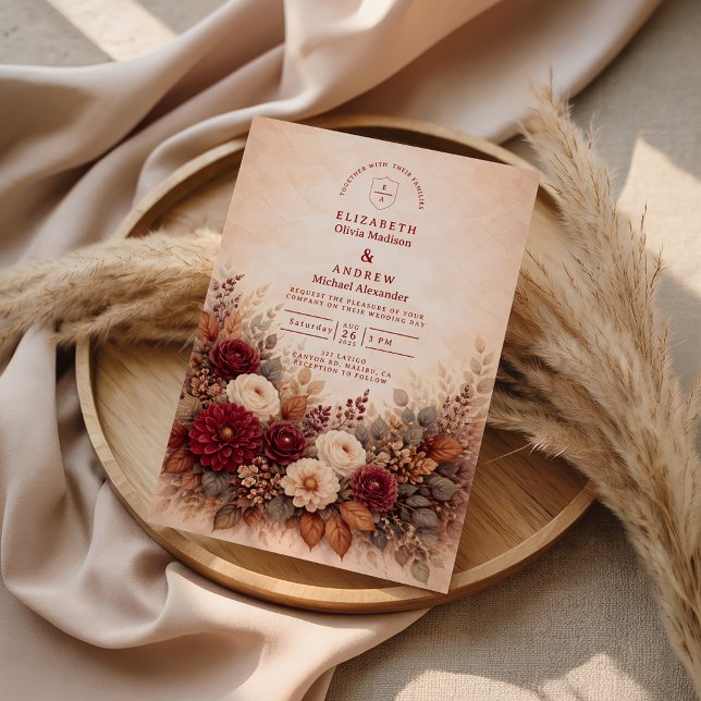Convite Casamento Floral de Jardim de Outono (Criador carregado)